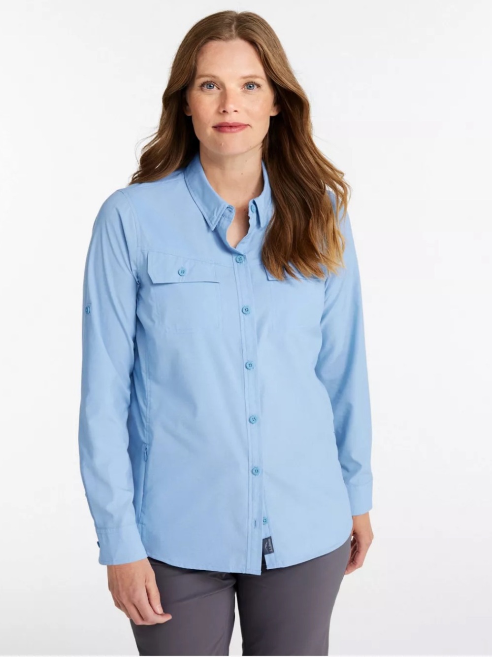 NWOT L.L. Bean Tropicwear Light Blue Long Sleeve Shirt Size Large